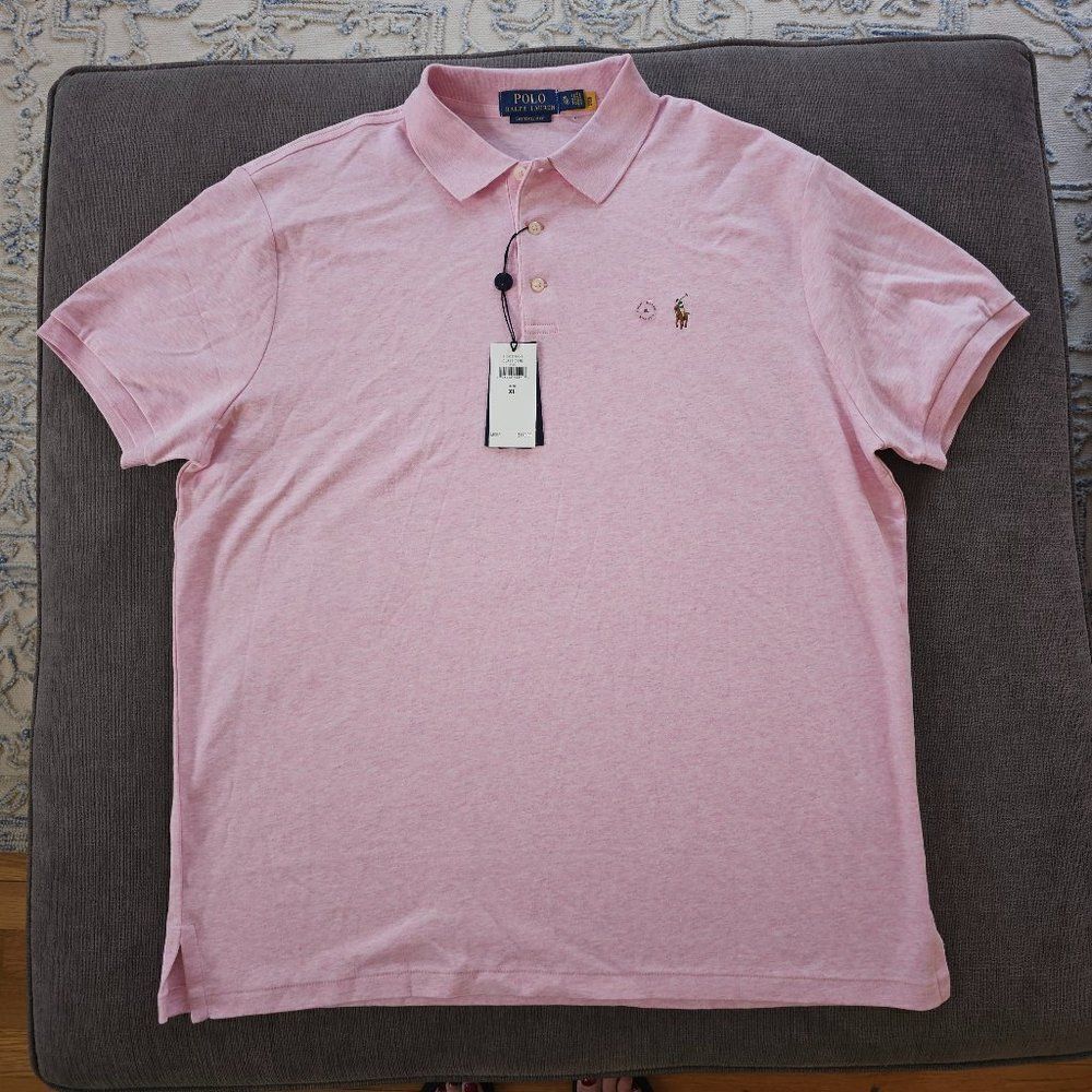 Polo Ralph Lauren Men's Pink Slim-Fit Interlock Polo Shirt Size XL